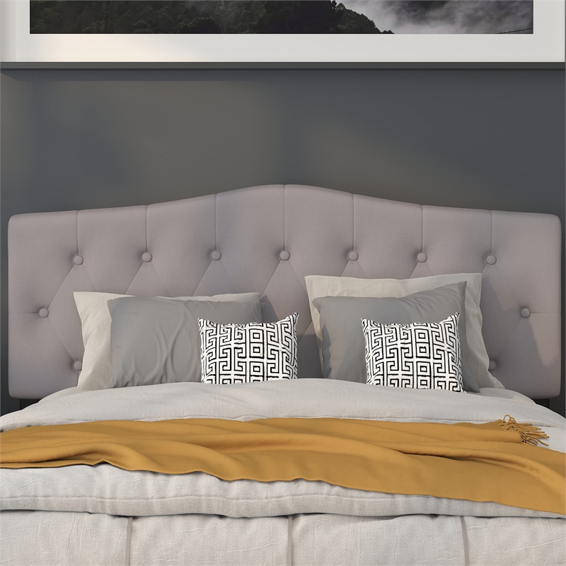 Flash Furniture Cambridge Tufted Queen Panel Headboard in Light Gray