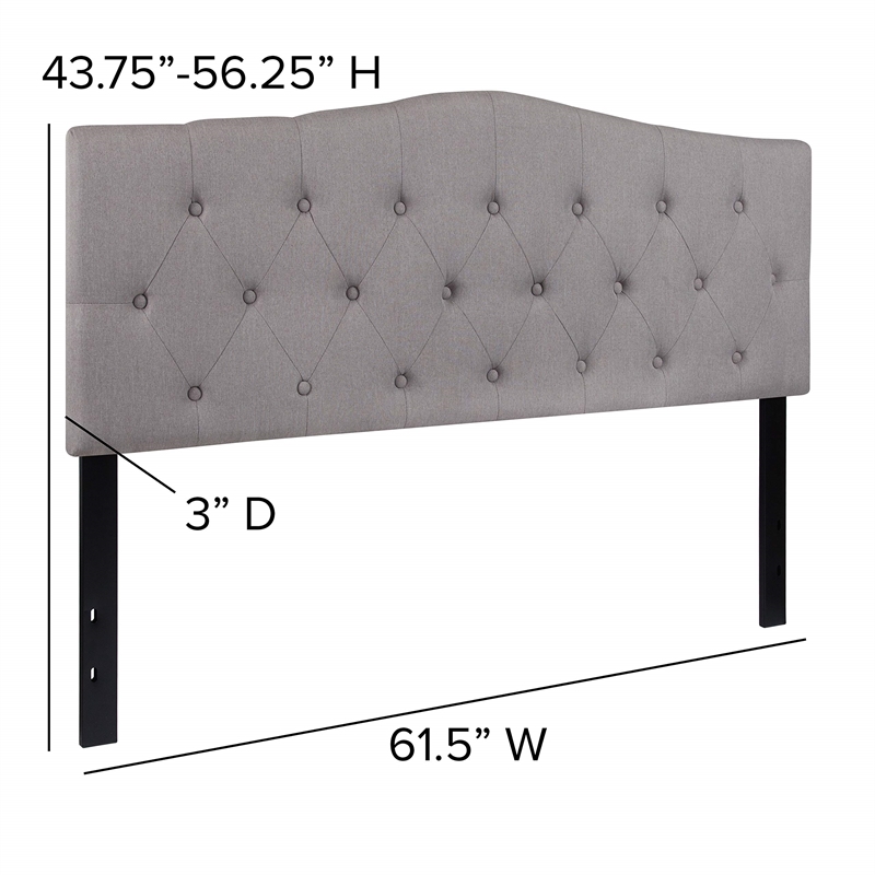 Flash Furniture Cambridge Tufted Queen Panel Headboard in Light Gray