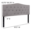 Flash Furniture Cambridge Tufted Queen Panel Headboard in Light Gray