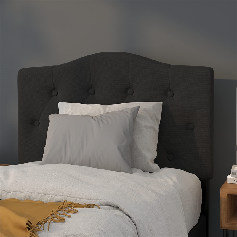 Flash Furniture Cambridge Tufted Twin Panel Headboard in Black