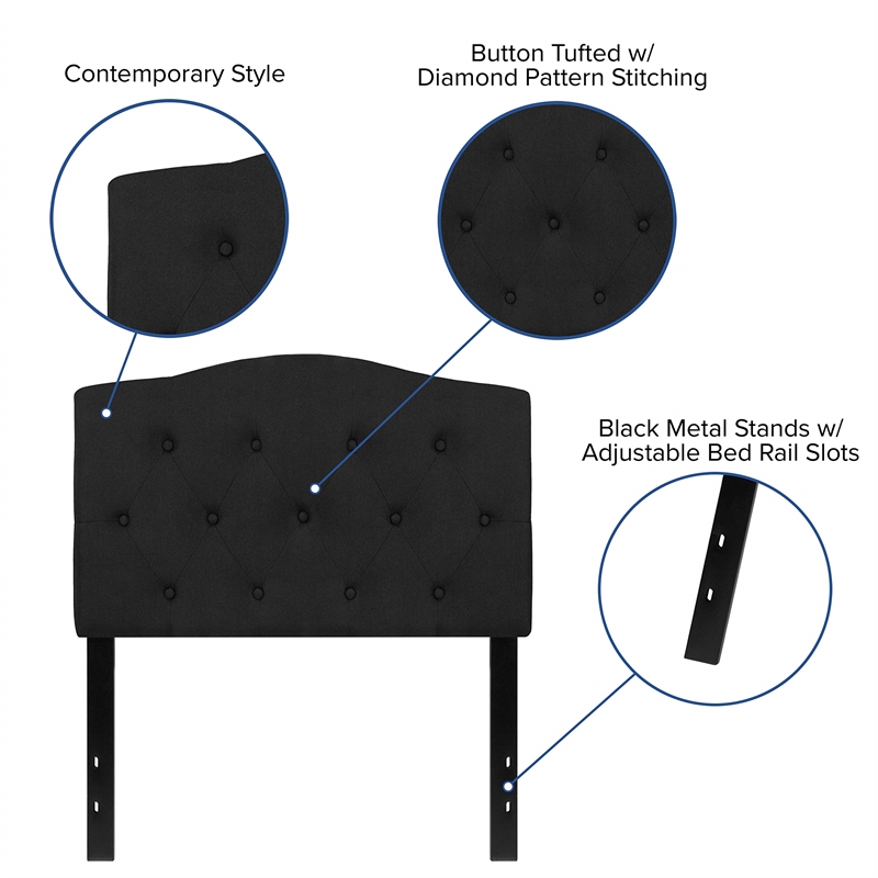 Flash Furniture Cambridge Tufted Twin Panel Headboard in Black