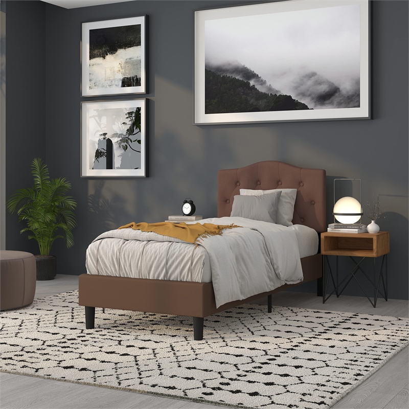 Flash Furniture Cambridge Tufted Twin Panel Headboard in Camel