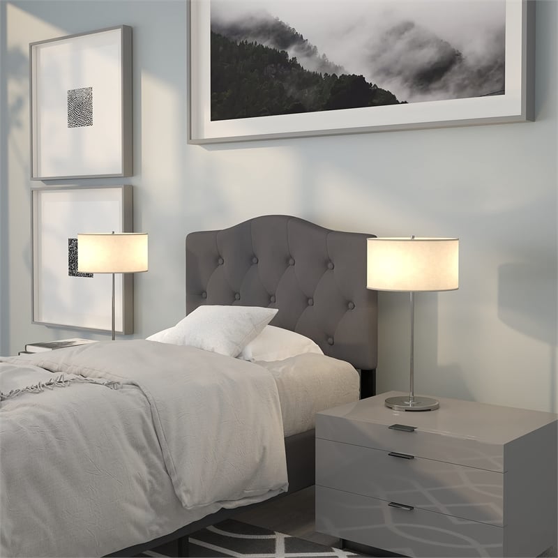 Flash Furniture Cambridge Tufted Twin Panel Headboard in Dark Gray