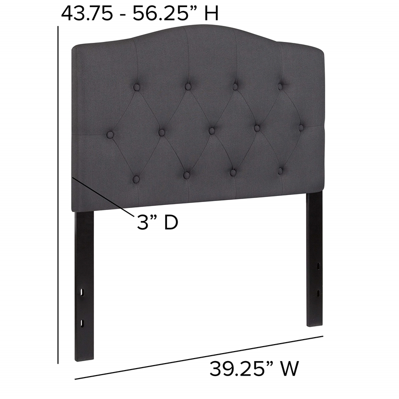 Flash Furniture Cambridge Tufted Twin Panel Headboard in Dark Gray