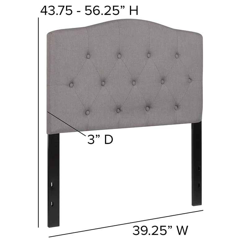 Flash Furniture Cambridge Tufted Twin Panel Headboard in Light Gray