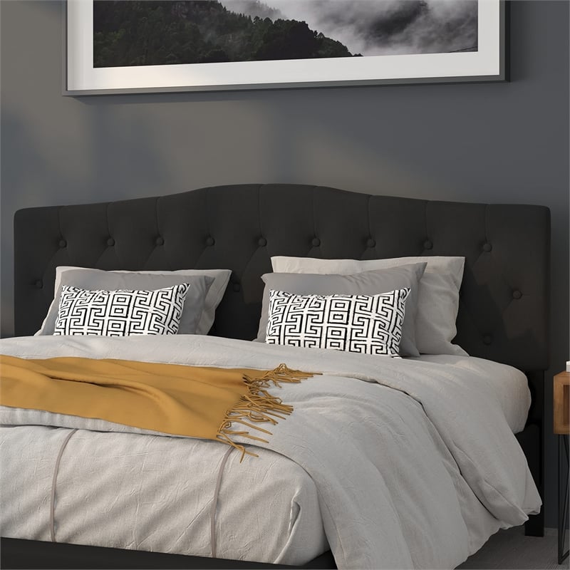 Flash Furniture Cambridge Tufted King Panel Headboard in Black Fabric