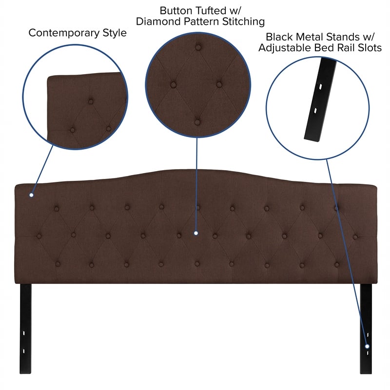 Flash Furniture Cambridge Tufted King Panel Headboard in Dark Brown