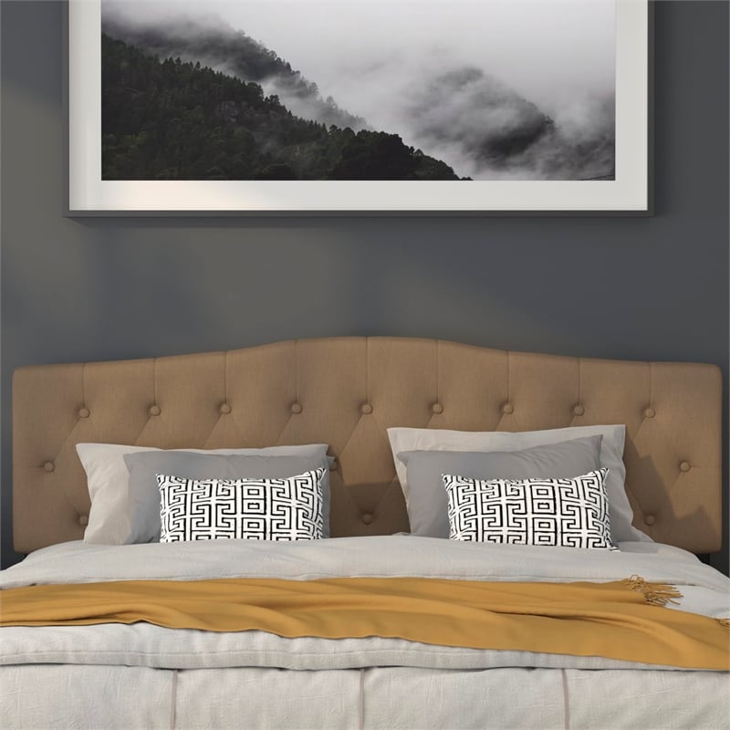 Flash Furniture Cambridge Tufted King Panel Headboard in Dark Brown