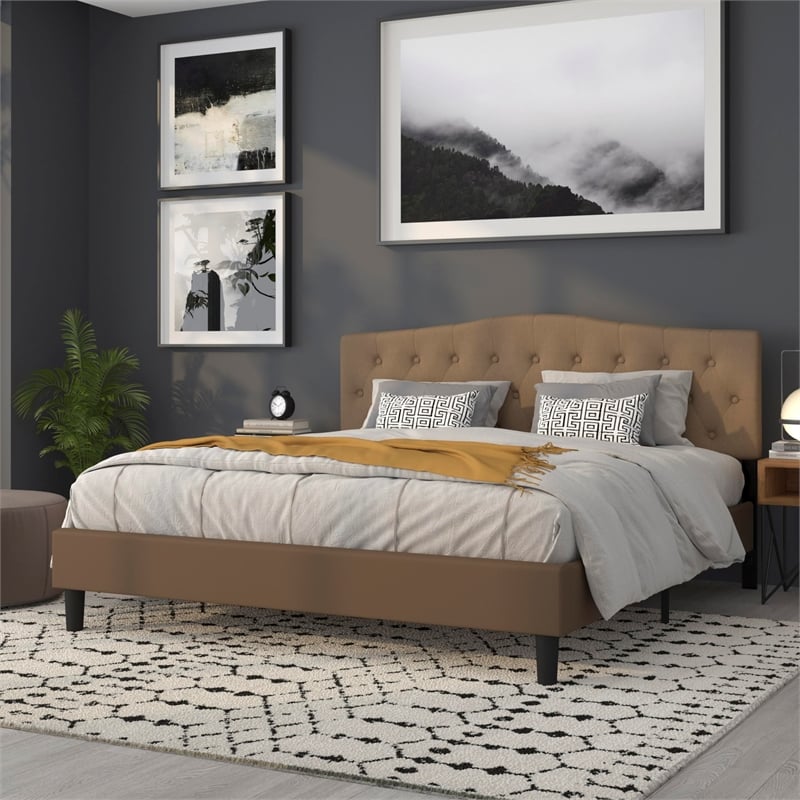 Flash Furniture Cambridge Tufted King Panel Headboard in Dark Brown
