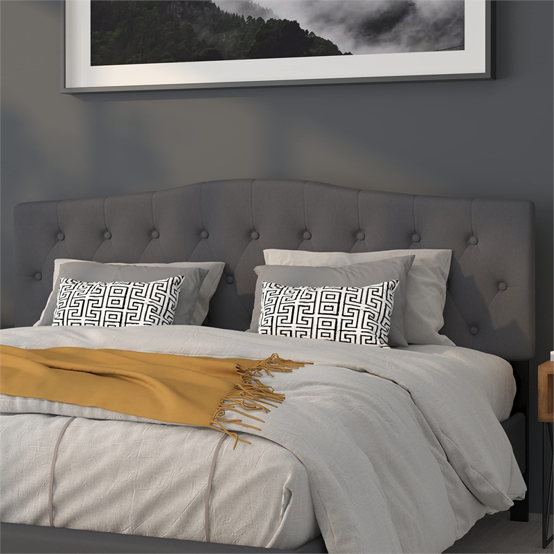 Flash Furniture Cambridge Tufted King Panel Headboard in Dark Gray