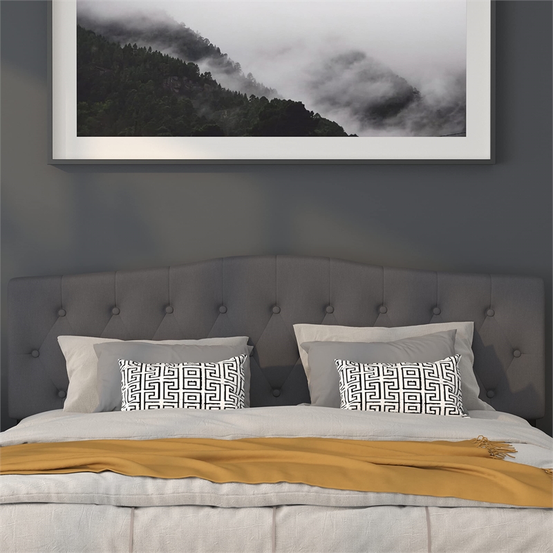 Flash Furniture Cambridge Tufted King Panel Headboard in Dark Gray