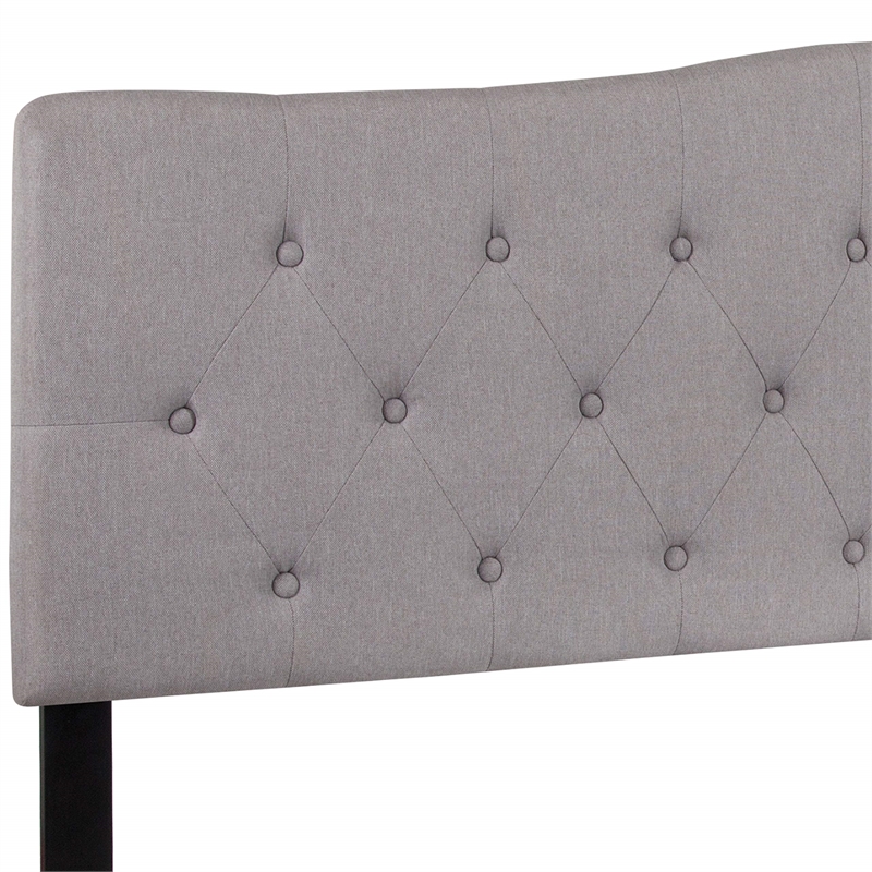 Flash Furniture Cambridge Tufted King Panel Headboard in Light Gray