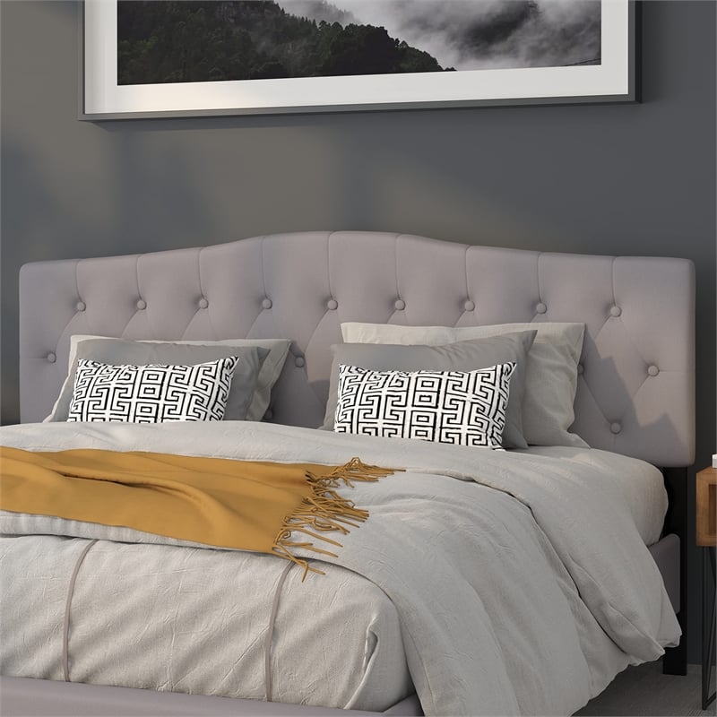 Flash Furniture Cambridge Tufted King Panel Headboard in Light Gray