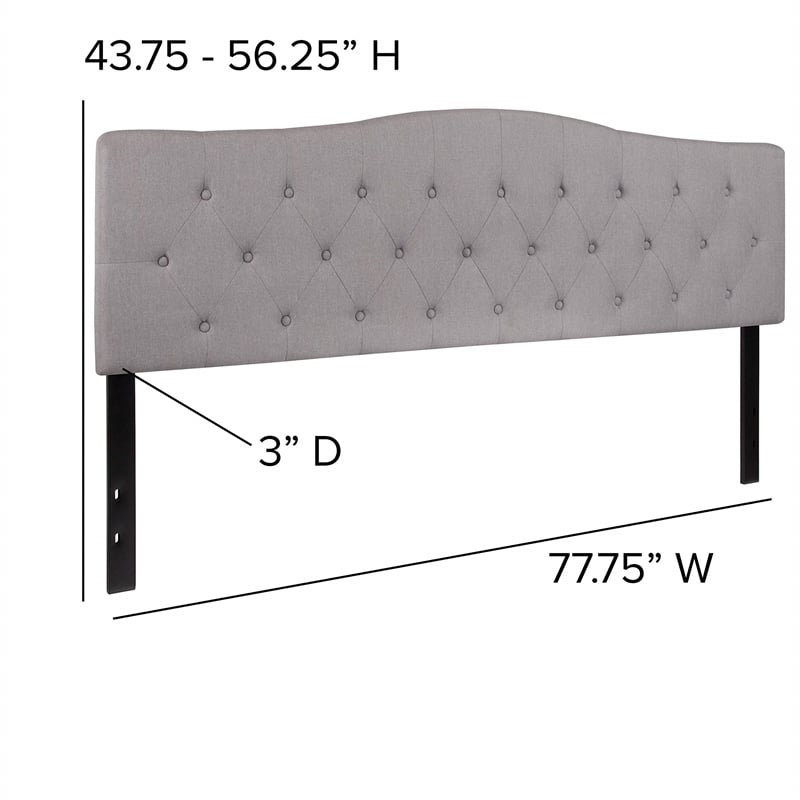 Flash Furniture Cambridge Tufted King Panel Headboard in Light Gray