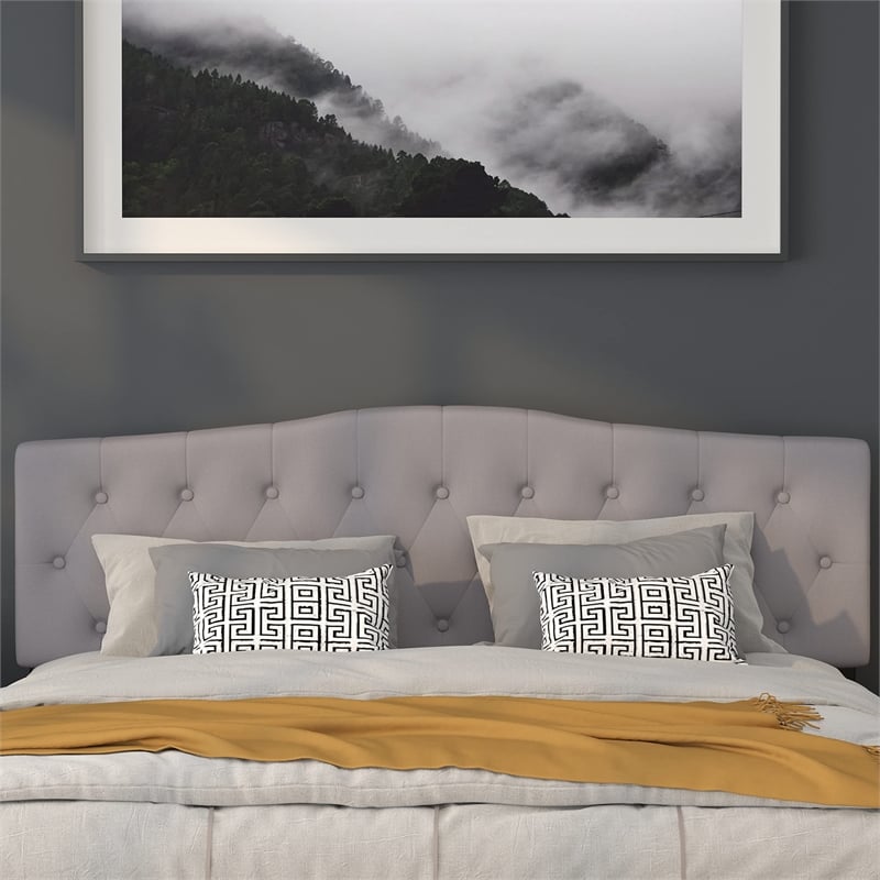 Flash Furniture Cambridge Tufted King Panel Headboard in Light Gray