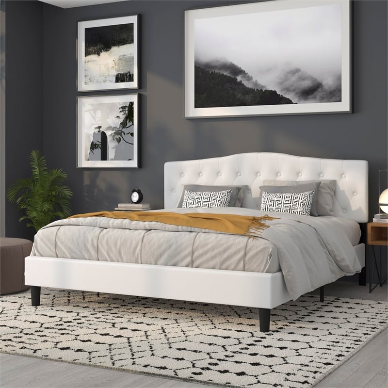 Flash Furniture Cambridge Tufted King Panel Headboard in White