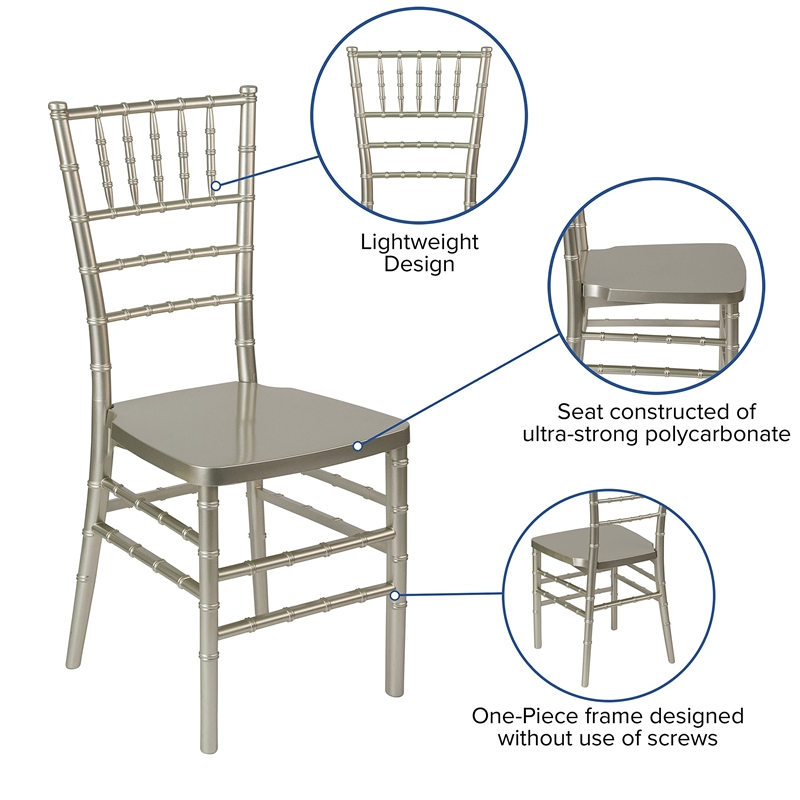 Flash Furniture Hercules Premium Resin Stacking Chair in Champagne