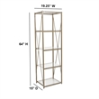 Flash Furniture Mar Vista 4 Shelf Glass Narrow Bookcase in Matte Gold