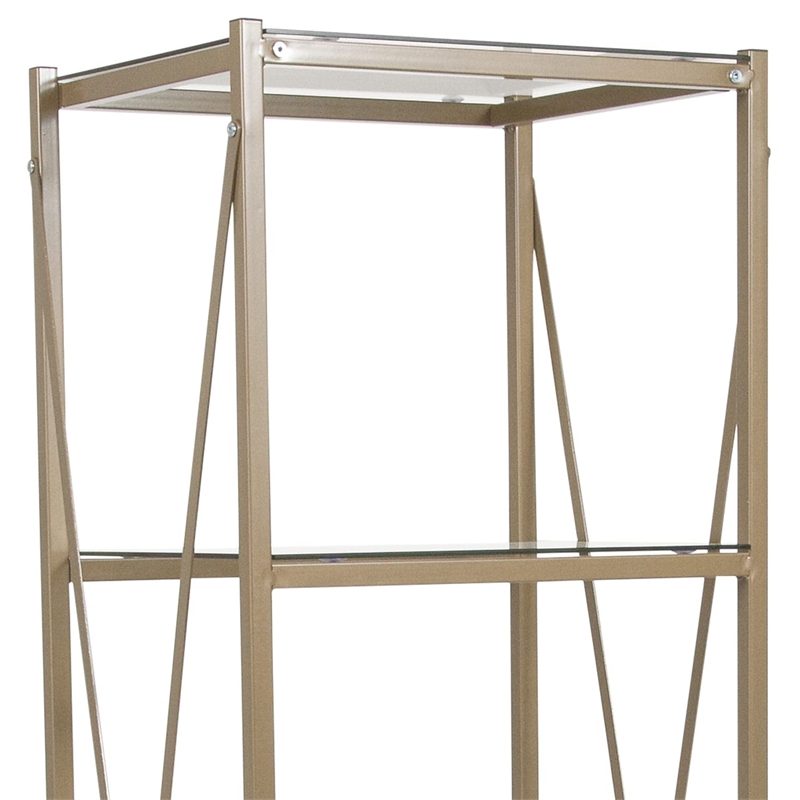 Flash Furniture Mar Vista 4 Shelf Glass Narrow Bookcase in Matte Gold