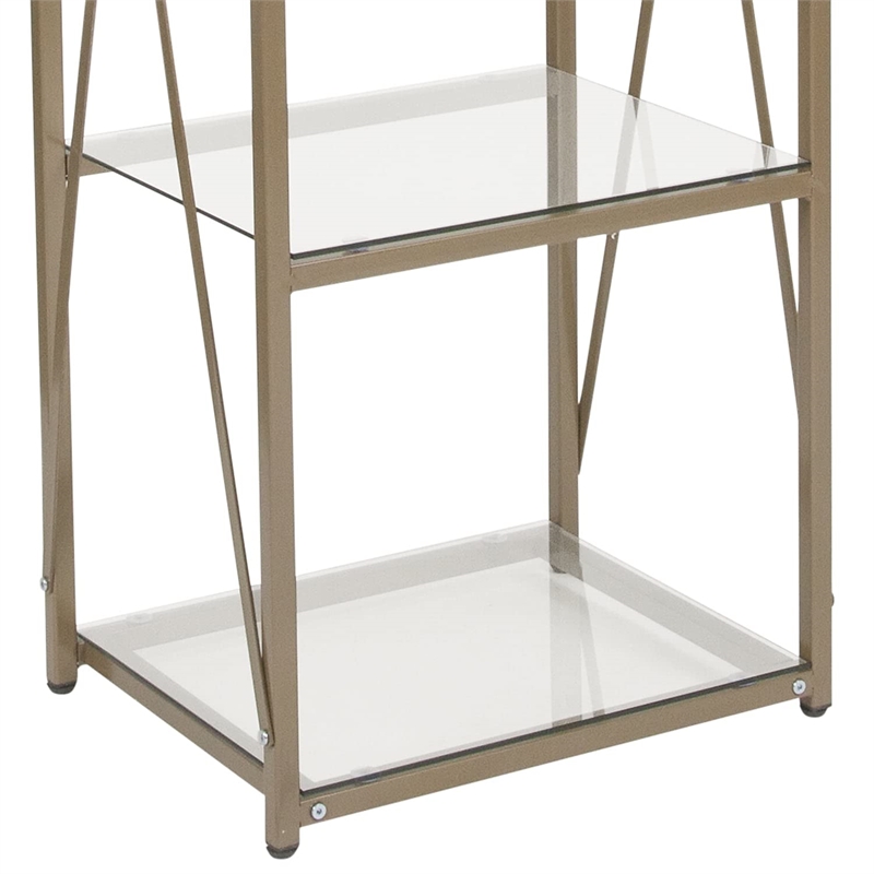 Flash Furniture Mar Vista 4 Shelf Glass Narrow Bookcase in Matte Gold