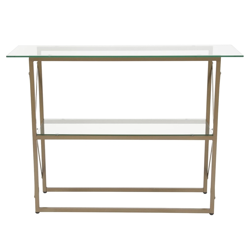 Flash Furniture Mar Vista Glass Top Console Table in Matte Gold