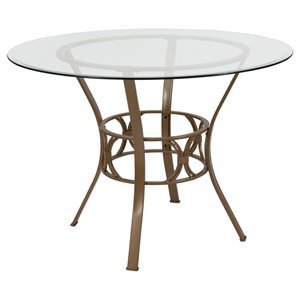 flash furniture carlisle contemporary round glass top dining table in matte gold