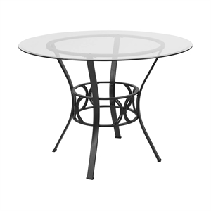 Flash Furniture 45&quot Round Glass Top Dining Table in Clear Silver