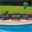 Flash Furniture 4 Piece Wicker Patio Sofa Set in Dark Gray