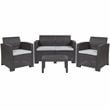 Flash Furniture 4 Piece Wicker Patio Sofa Set in Dark Gray