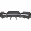 Flash Furniture 4 Piece Wicker Patio Sofa Set in Dark Gray