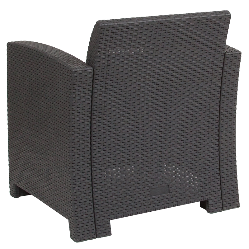 Flash Furniture Wicker / Rattan Patio Chair in Dark Gray