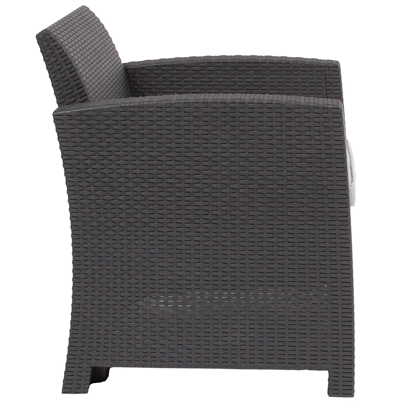 Flash Furniture Wicker / Rattan Patio Chair in Dark Gray