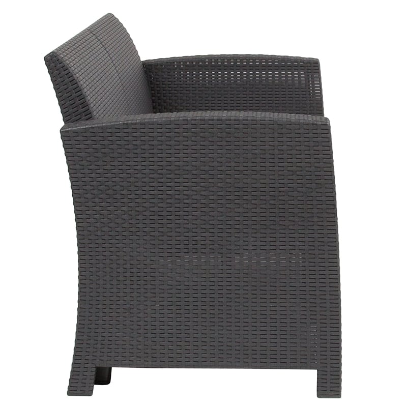Flash Furniture Wicker Patio Loveseat in Dark Gray