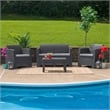Flash Furniture Wicker Patio Loveseat in Dark Gray