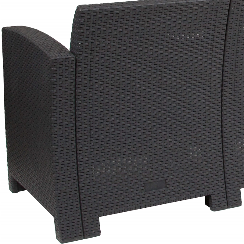 Flash Furniture Wicker Patio Sofa in Dark Gray