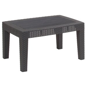 flash furniture contemporary plastic wicker rattan plank top patio coffee table