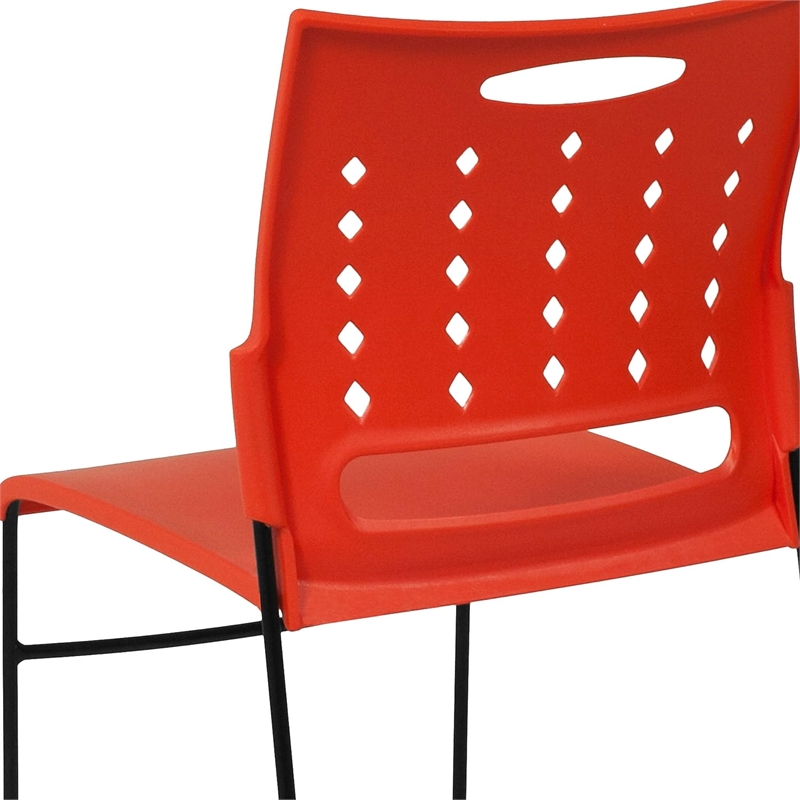 Flash Furniture Hercules Plastic Vent Back Sled Base Stacking Chair in Orange