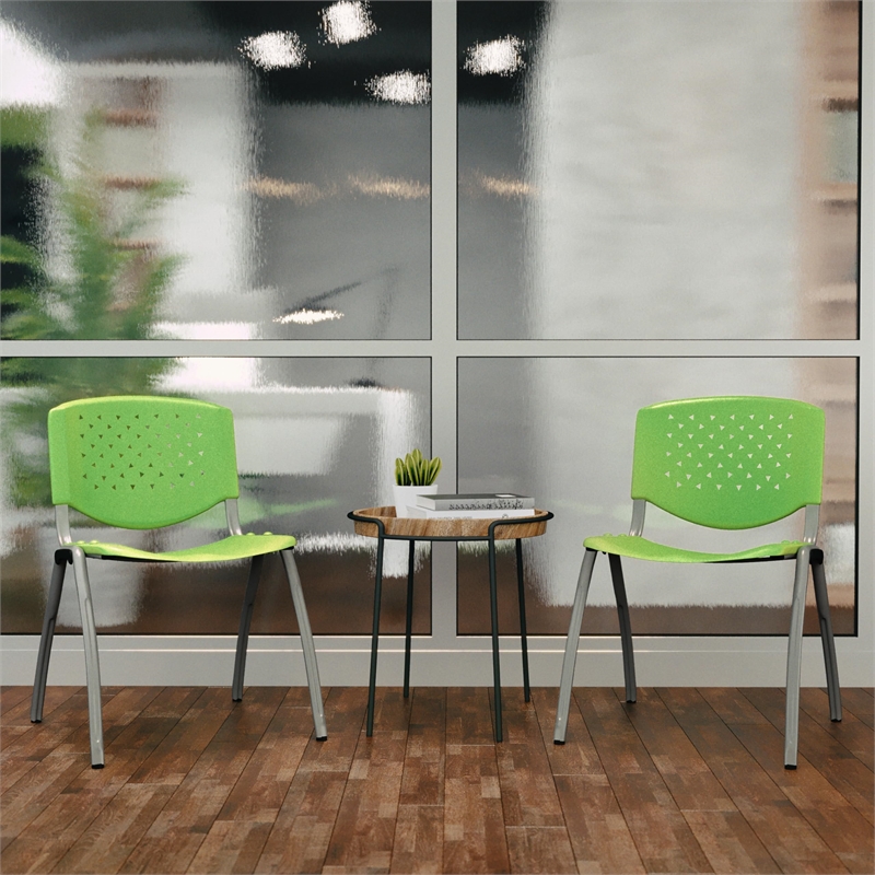 Flash Furniture Hercules Plastic Perforated Back Stacking Chair in Green