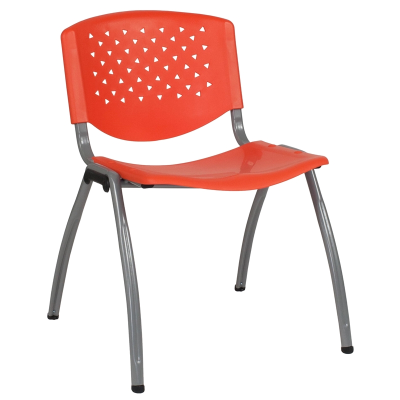 Flash Furniture Hercules Plastic Perforated Back Stacking Chair in Orange