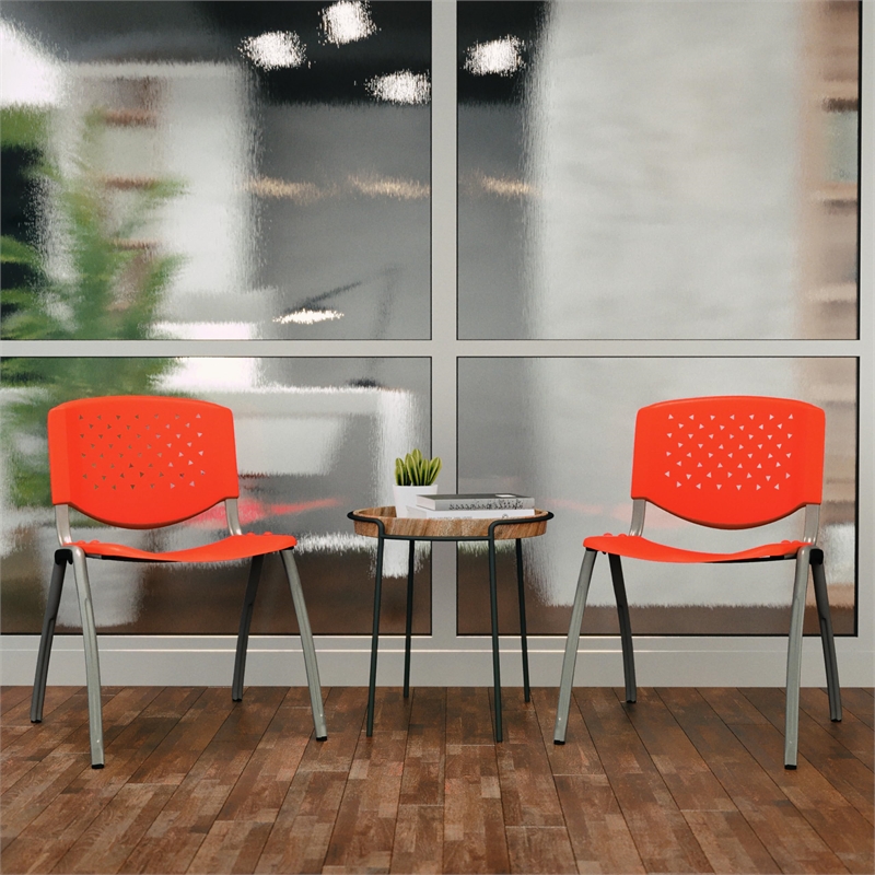 Flash Furniture Hercules Plastic Perforated Back Stacking Chair in Orange
