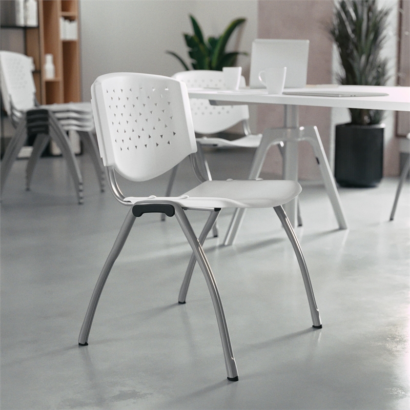 Flash Furniture Hercules Plastic Perforated Back Stacking Chair in White