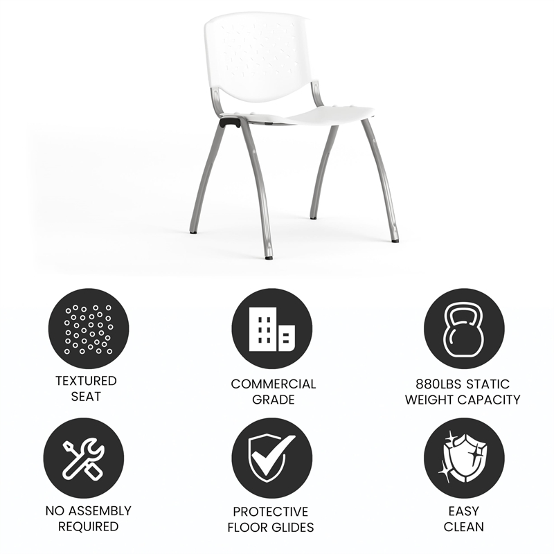 Flash Furniture Hercules Plastic Perforated Back Stacking Chair in White
