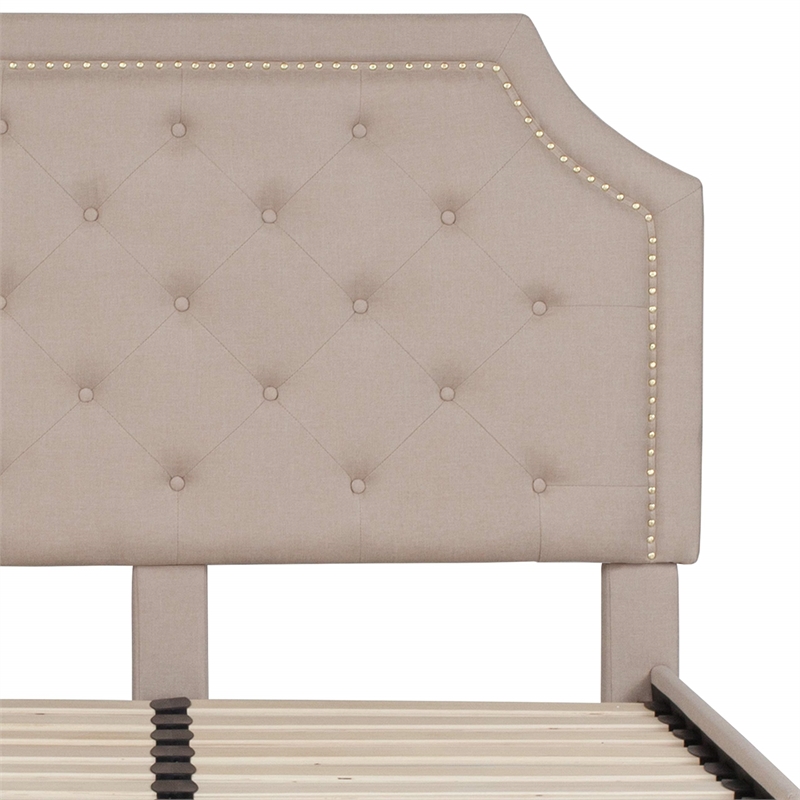 Flash Furniture Brighton Tufted Full Platform Bed in Beige