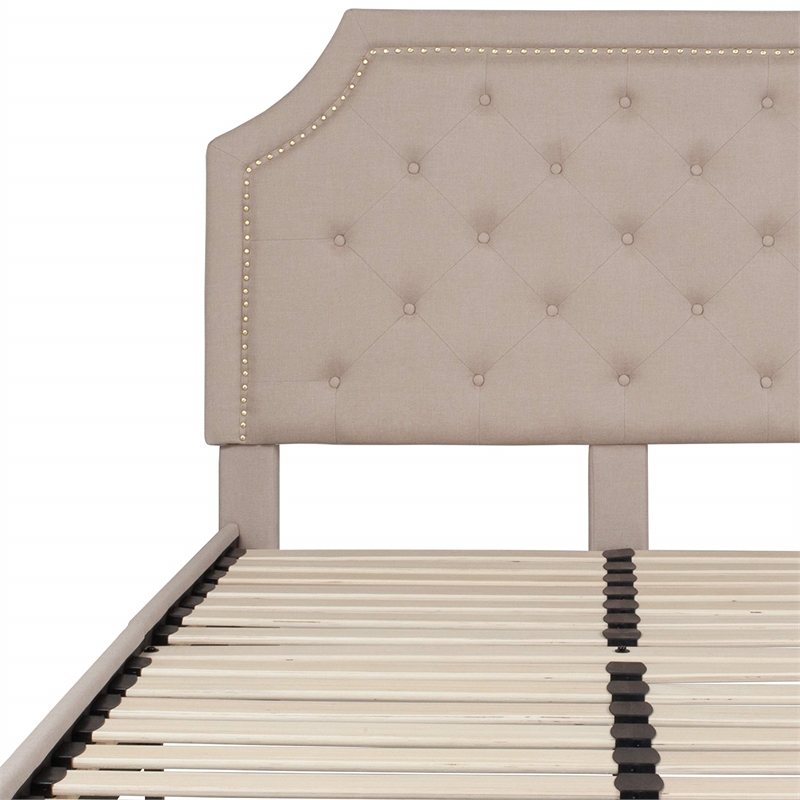 Flash Furniture Brighton Tufted Full Platform Bed in Beige