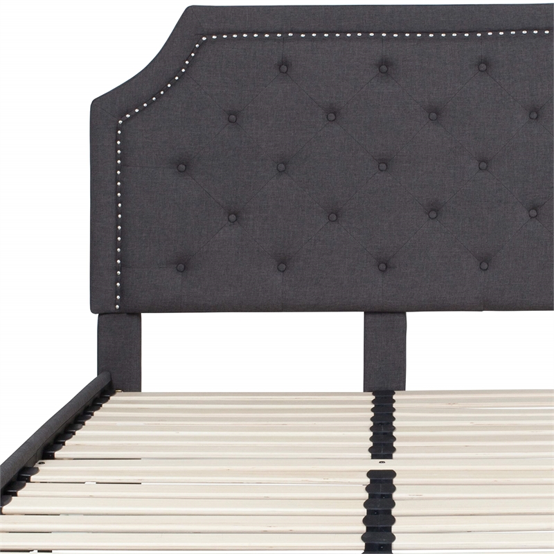 Flash Furniture Brighton Tufted Full Platform Bed in Dark Gray