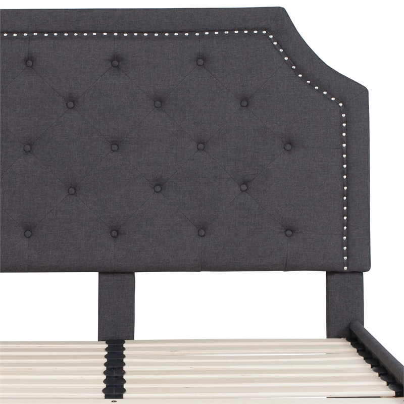 Flash Furniture Brighton Tufted Full Platform Bed in Dark Gray