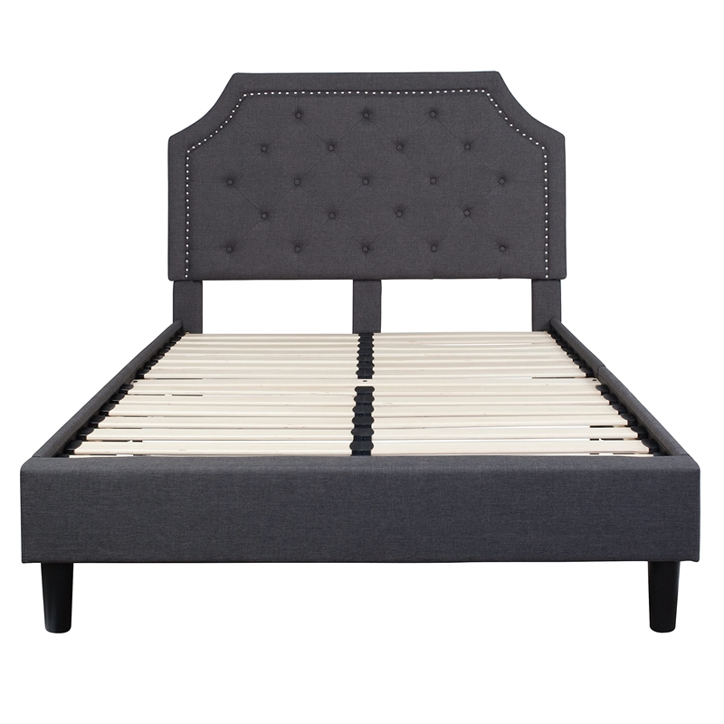 Flash Furniture Brighton Tufted Full Platform Bed in Dark Gray