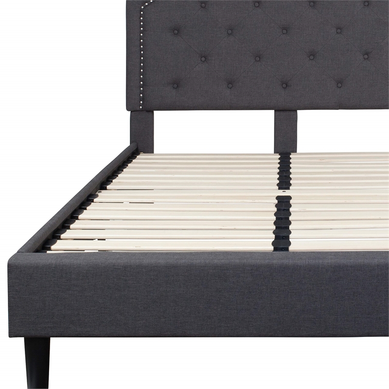 Flash Furniture Brighton Tufted Full Platform Bed in Dark Gray