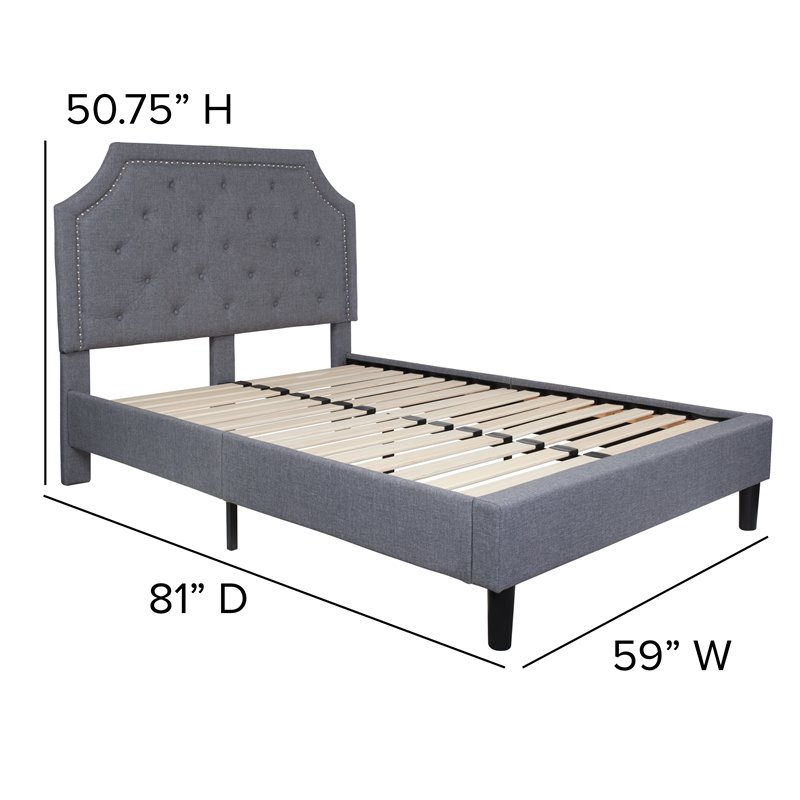 Flash Furniture Brighton Tufted Full Platform Bed in Light Gray