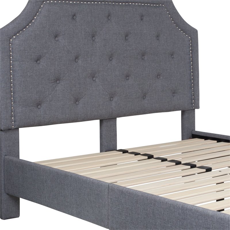 Flash Furniture Brighton Tufted Full Platform Bed in Light Gray